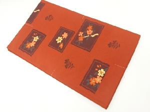 未使用品　変わり色紙に花模様織出し袋帯